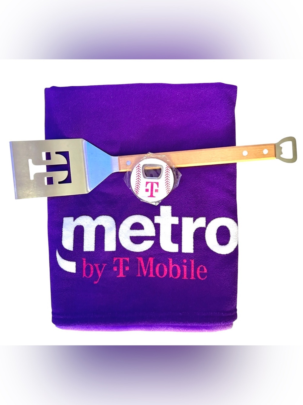 Lot of T-Mobile Promotional Items 60” Towel Spatula Magnetic Bottle Opener